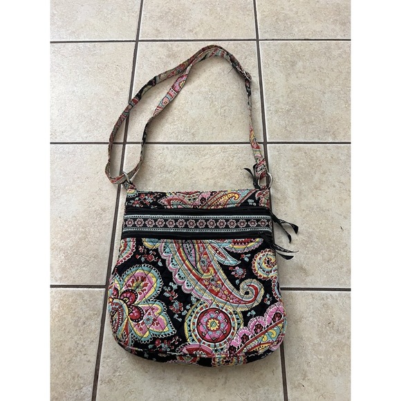 Vera Bradley Double Zip Crossbody Bag Parisian Paisley Quilted Purse Handbag - Picture 1 of 5